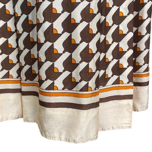 Vtg 60s Nina Ricci Shopping Paris Mod Art Deco Pleated Silk Skirt SZ M - Picture 3 of 9